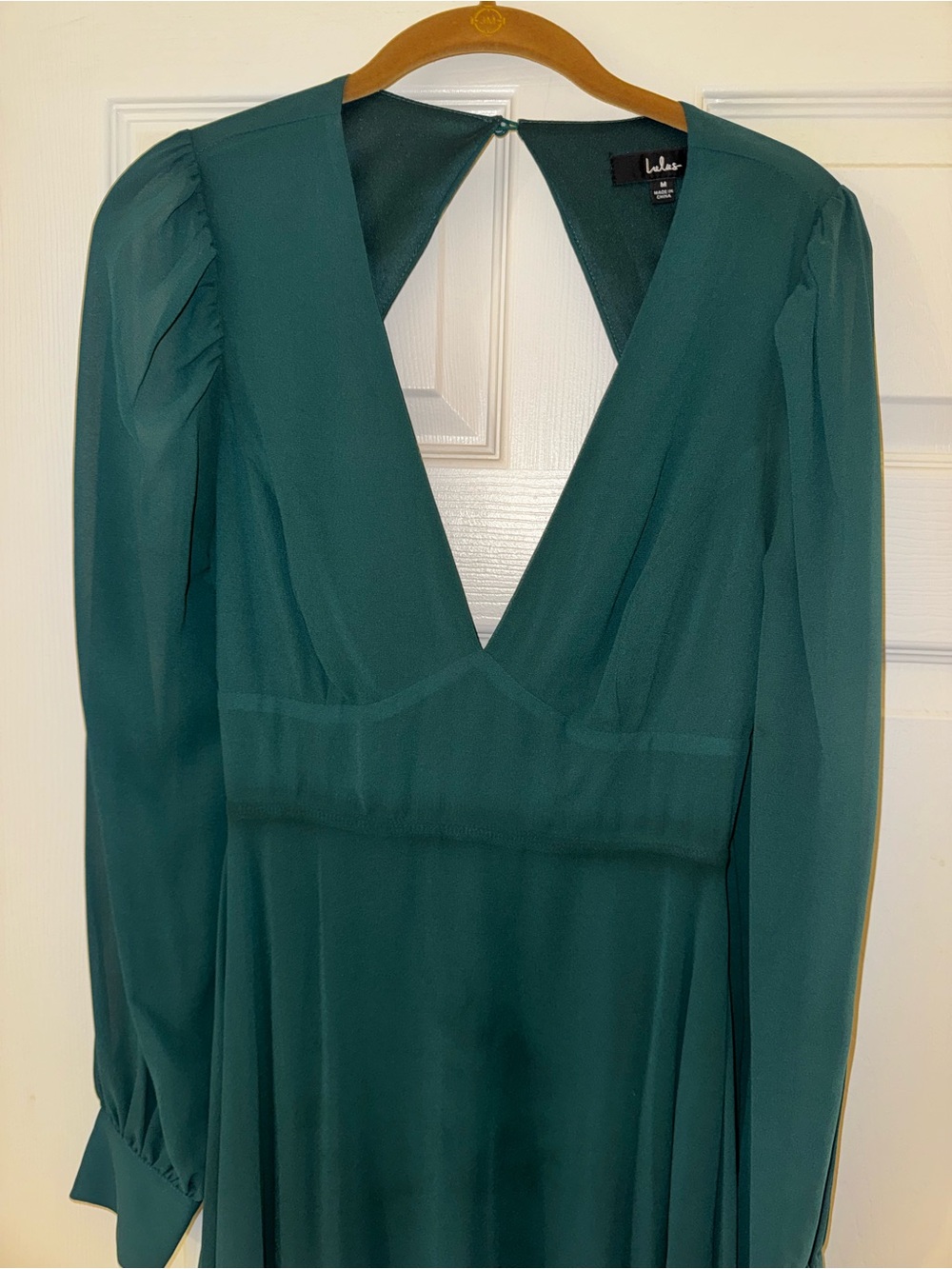 Lulu's Deep Teal Long Sleeve V-Neck Maxi Dress